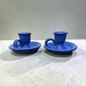 Bybee Blue Candle Stick Holders - Set of 2